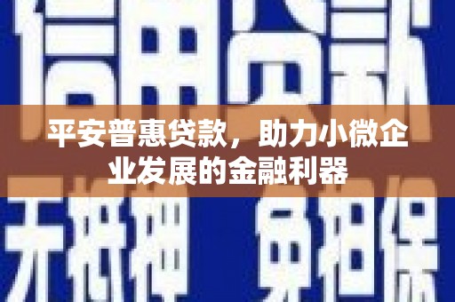 前锋平安普惠贷款，助力小微企业发展的金融利器