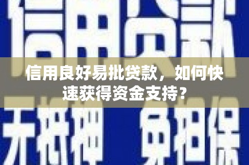前锋信用良好易批贷款，如何快速获得资金支持？
