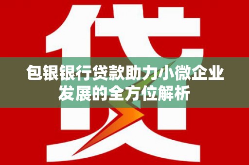 前锋包银银行贷款助力小微企业发展的全方位解析 前锋包银银行贷款助力小微企业发展的全方位解析